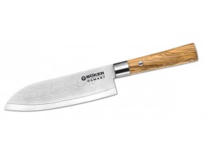 obrázek Damaškový kuchyňský nůž - Böker Damast Olive Santoku - 130437DAM 