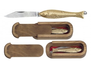 obrázek Damaškový nůž Mikov - zlatá rybička - 130-DZ-1